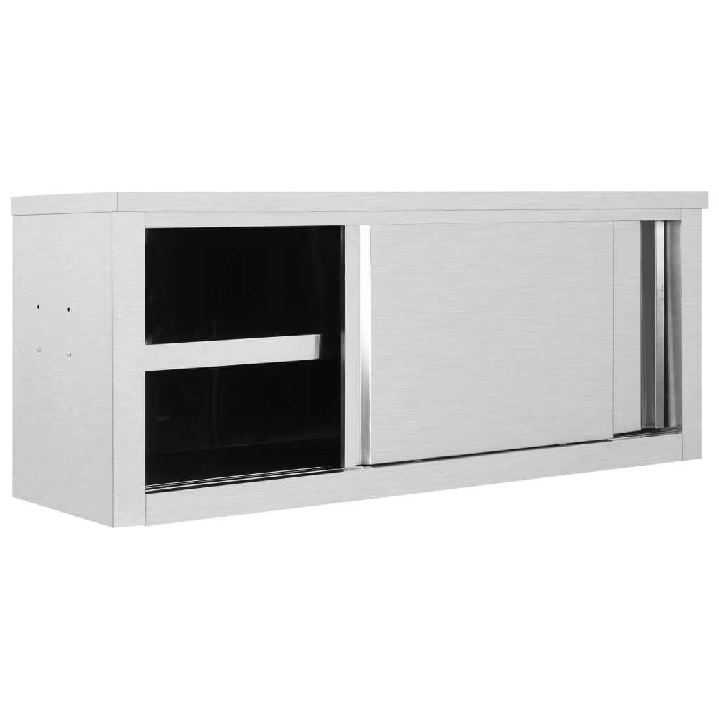 Stainless Steel Kitchen Wall Cabinet with Sliding Doors A7696