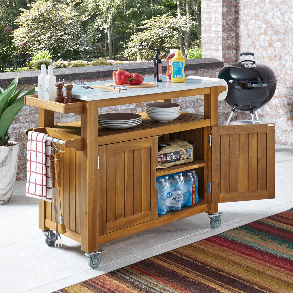 Brown Wood Outdoor Cart O974