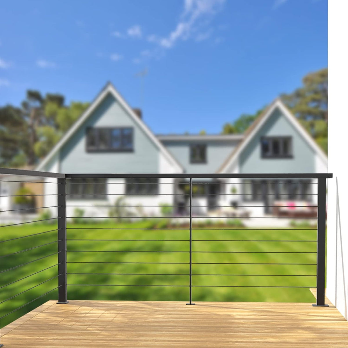 Black 30 Degree Stainless Steel Cable Railing Post B24086
