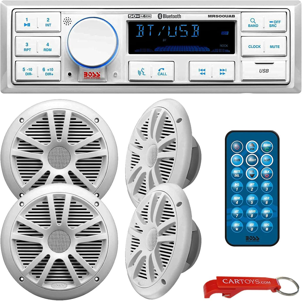 Marine Stereo & Four Speakers Boat Audio Bundle with Bluetooth R1948