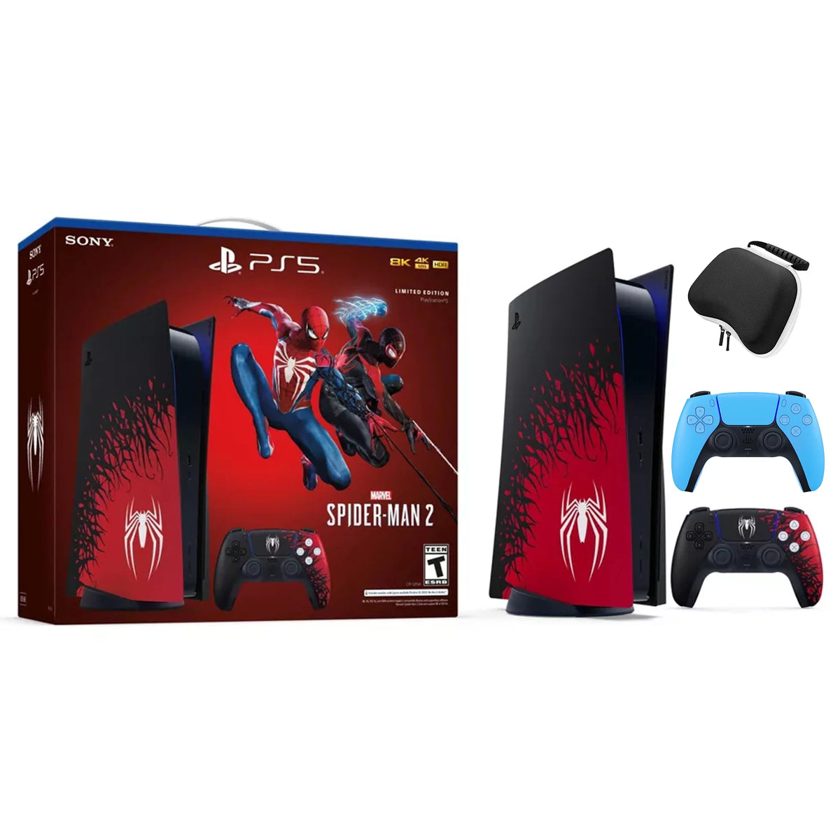 PS5 Disc Edition Console with Two Controllers and Hard Shell Protective Controller Case R106866