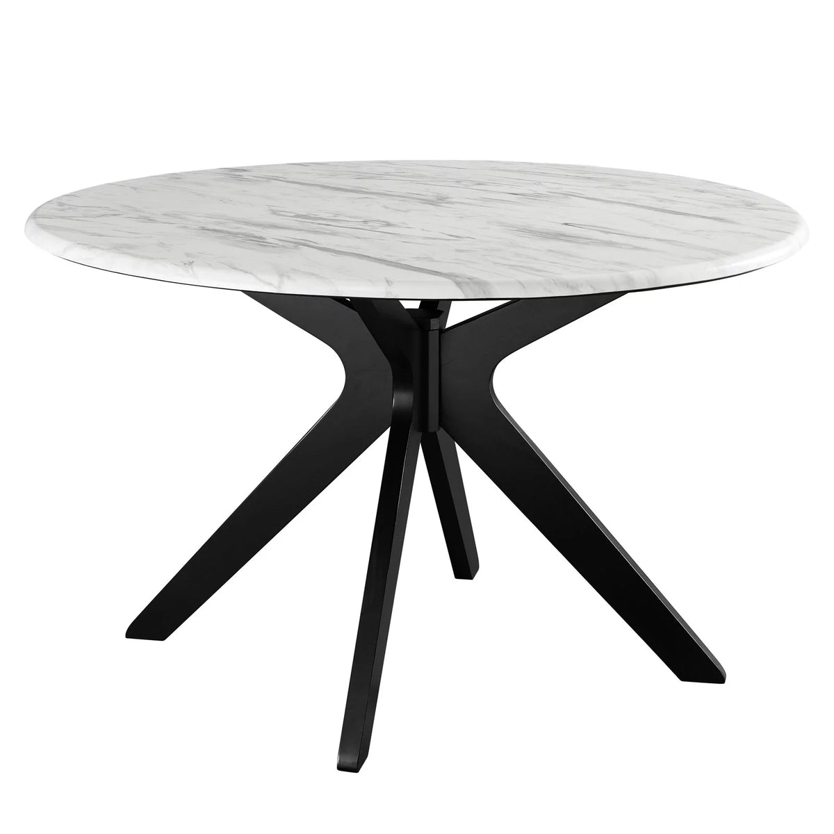 50 inch Round White Black Wood Dining Table F49852