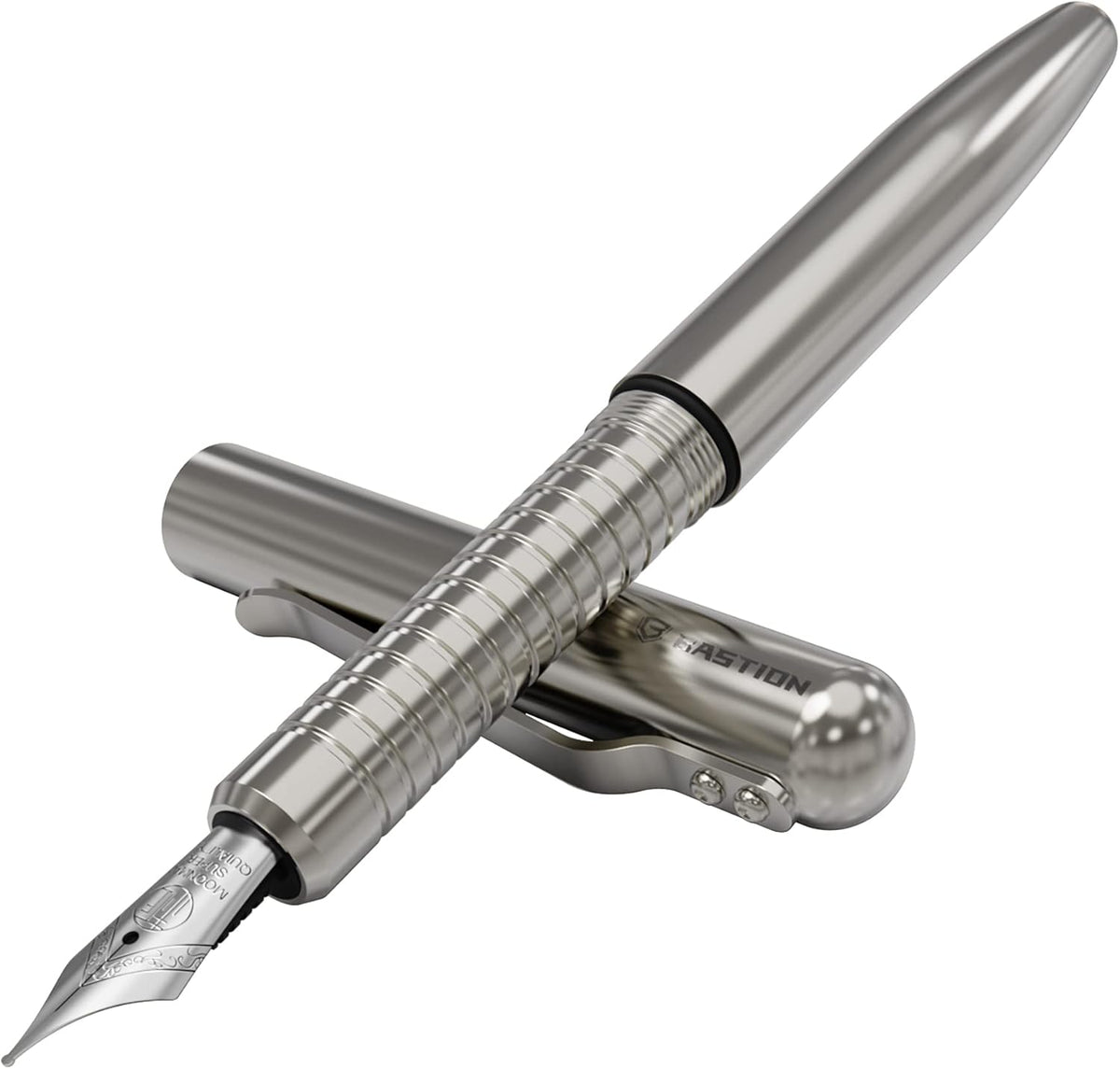 Fountain Pen with Gift Case, Fine Nib, Refillable, Stainless Steel P9826