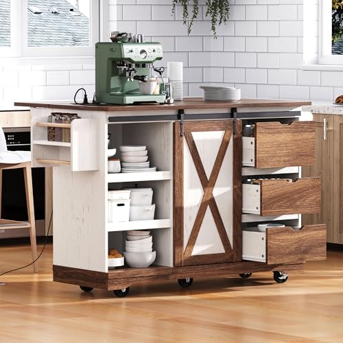 55.5" Black Mobile Kitchen Island with Drop Leaf J83225