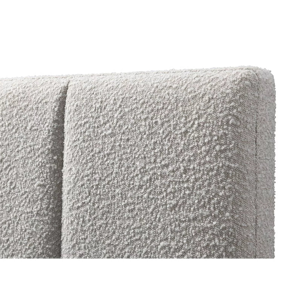 Queen Bed Cream Beige Boucle Fabric N874793
