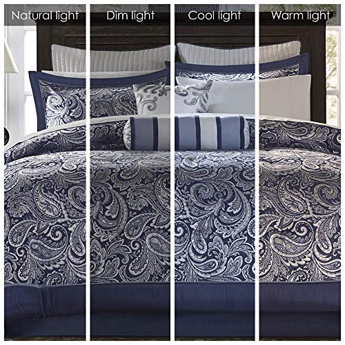 California King Black 12 Piece Faux Silk Cotton Comforter Set N43685