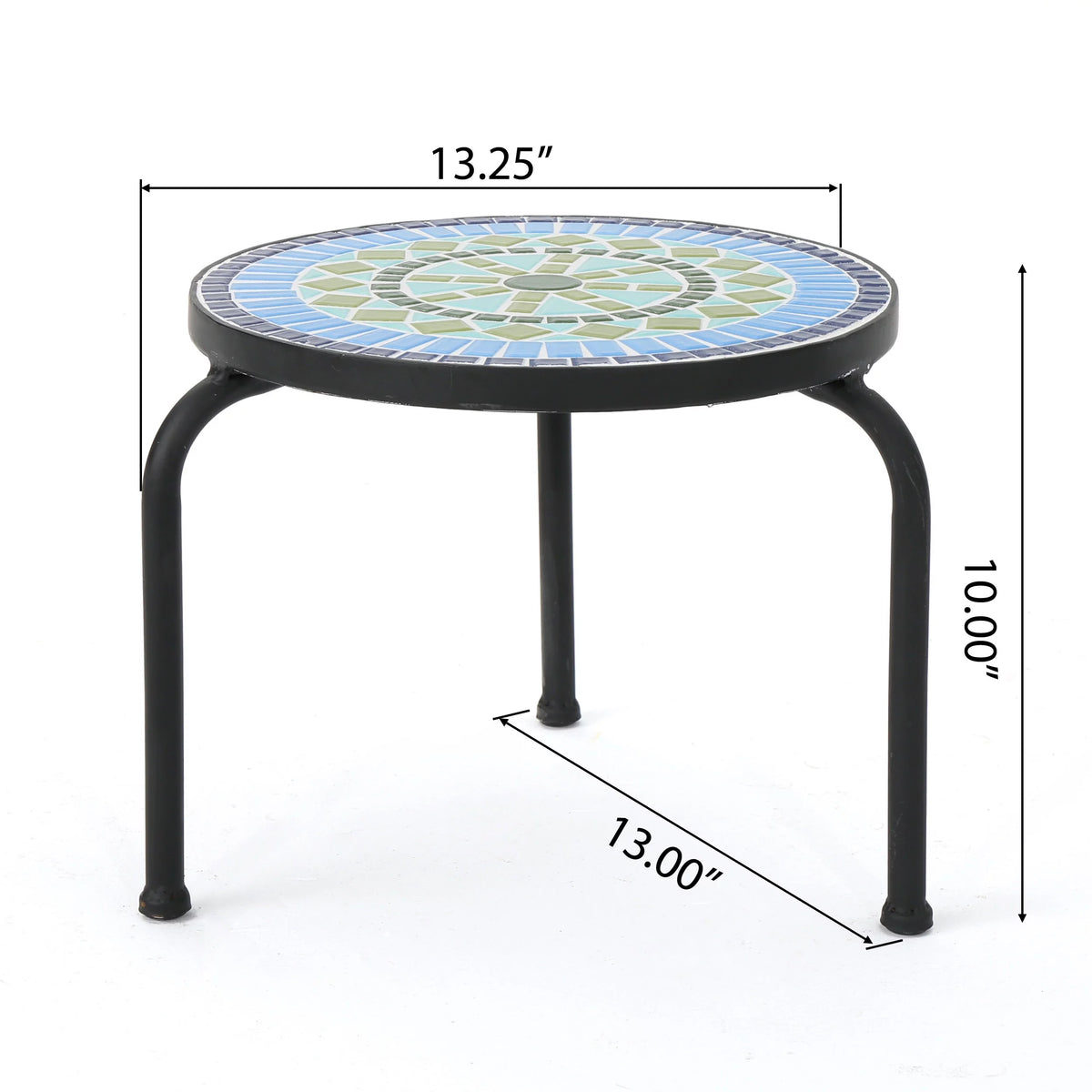 Ceramic Tile Side Table with Iron Frame L827809