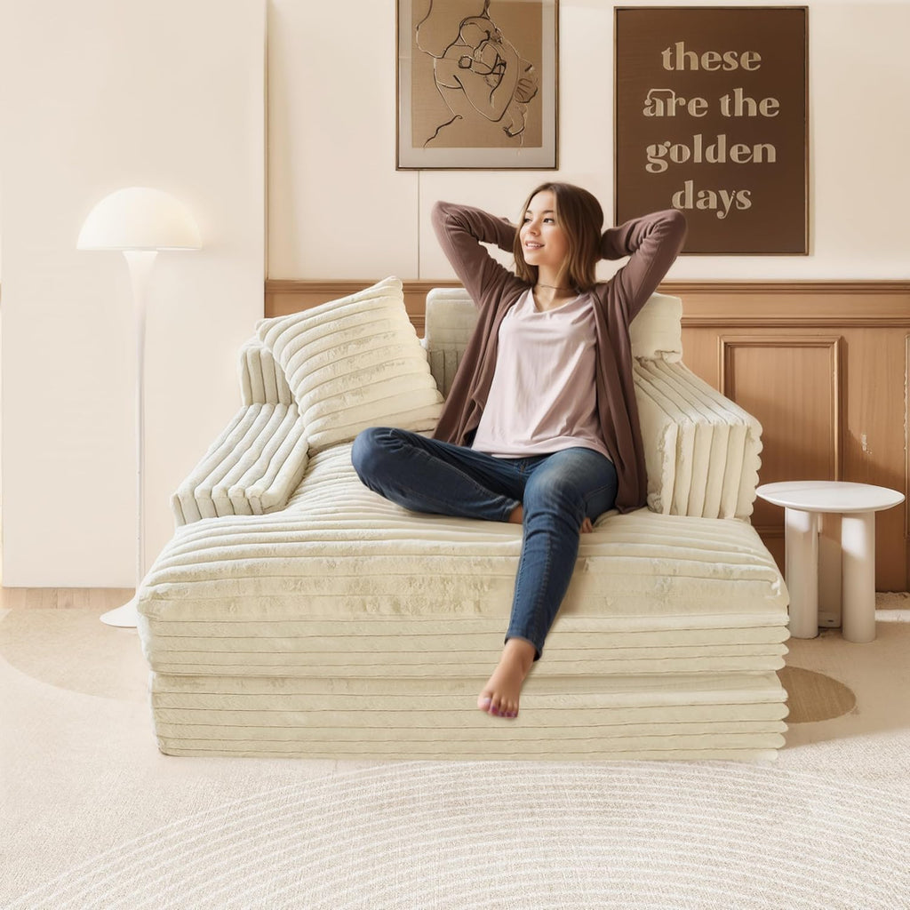 Oversized Chaise Lounge Sofa with 2 Throw Pillows U96220
