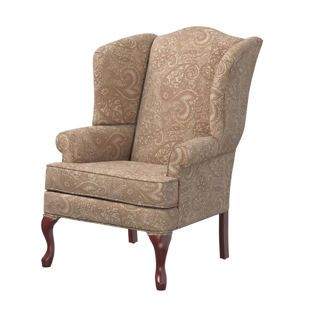 Cream Chenille Wingback Accent Chair T366731