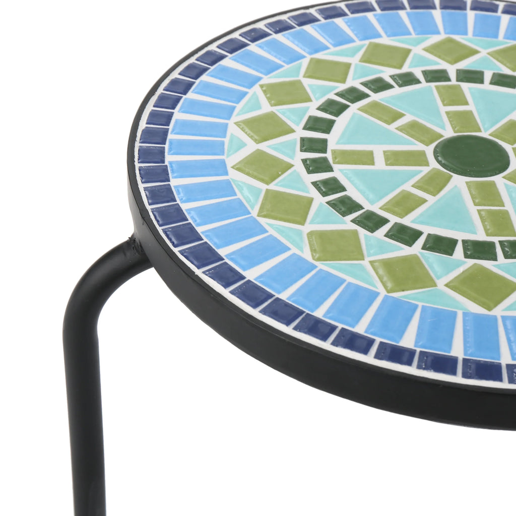 Ceramic Tile Side Table with Iron Frame L827809