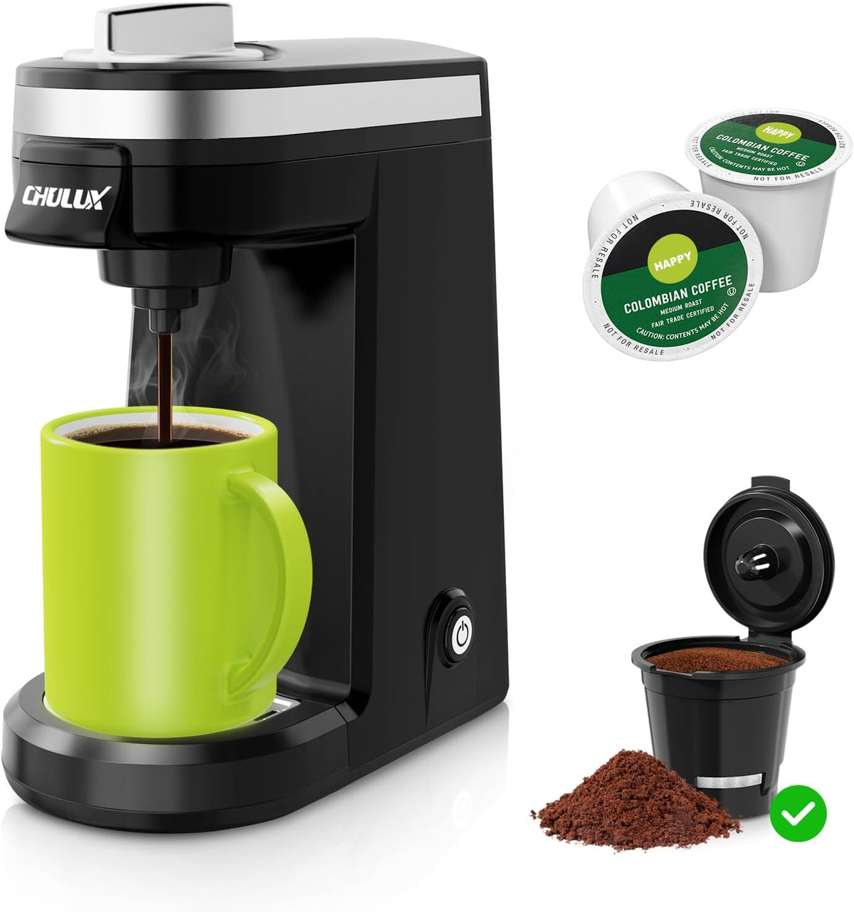 Mini 2 in 1 Single Serve Coffee Maker for K Cup & Ground Coffee T9429
