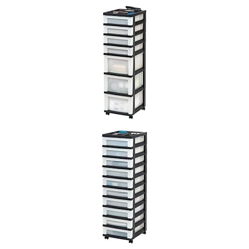 Black Plastic 4-Drawer Rolling Cart W737