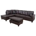 L-Shape Faux Leather Sectional Sofa Set with Ottoman A911378