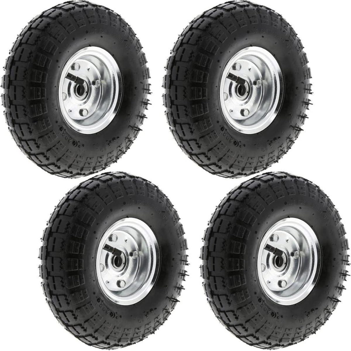 4 Pack Pneumatic Rubber Wheels with 5/8 Center Bearing U280419