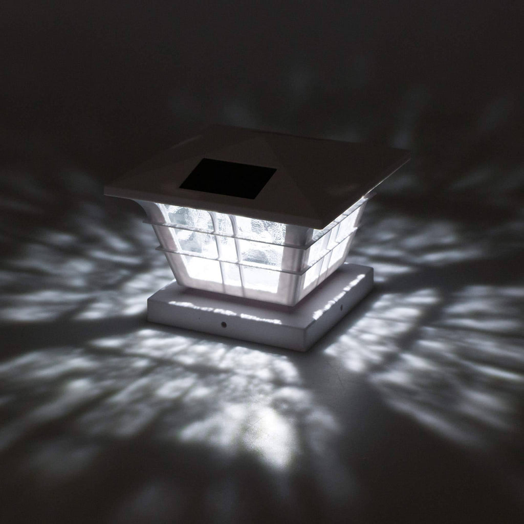 White 12 Pack Solar Post Cap Light with Base Adapter F704