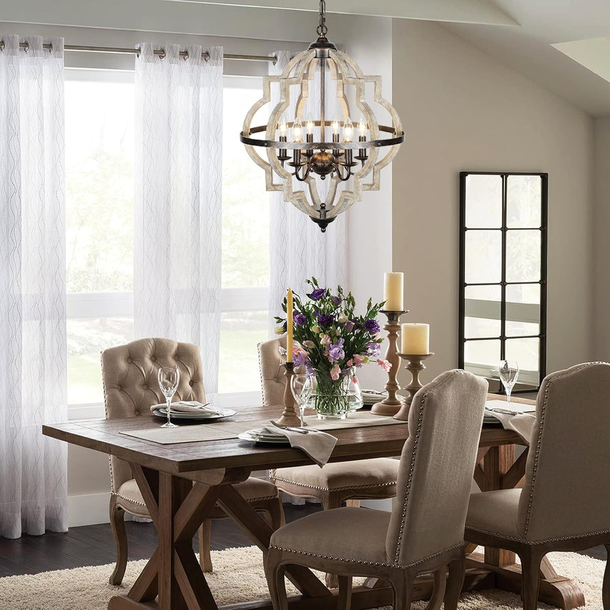 6 Light Farmhouse Chandelier with Globe Light Fixture L585766