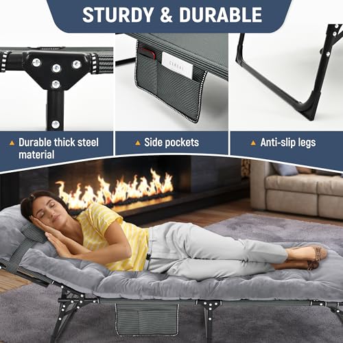 Adjustable 4-Position Folding Camping Cot with Mattress R860949