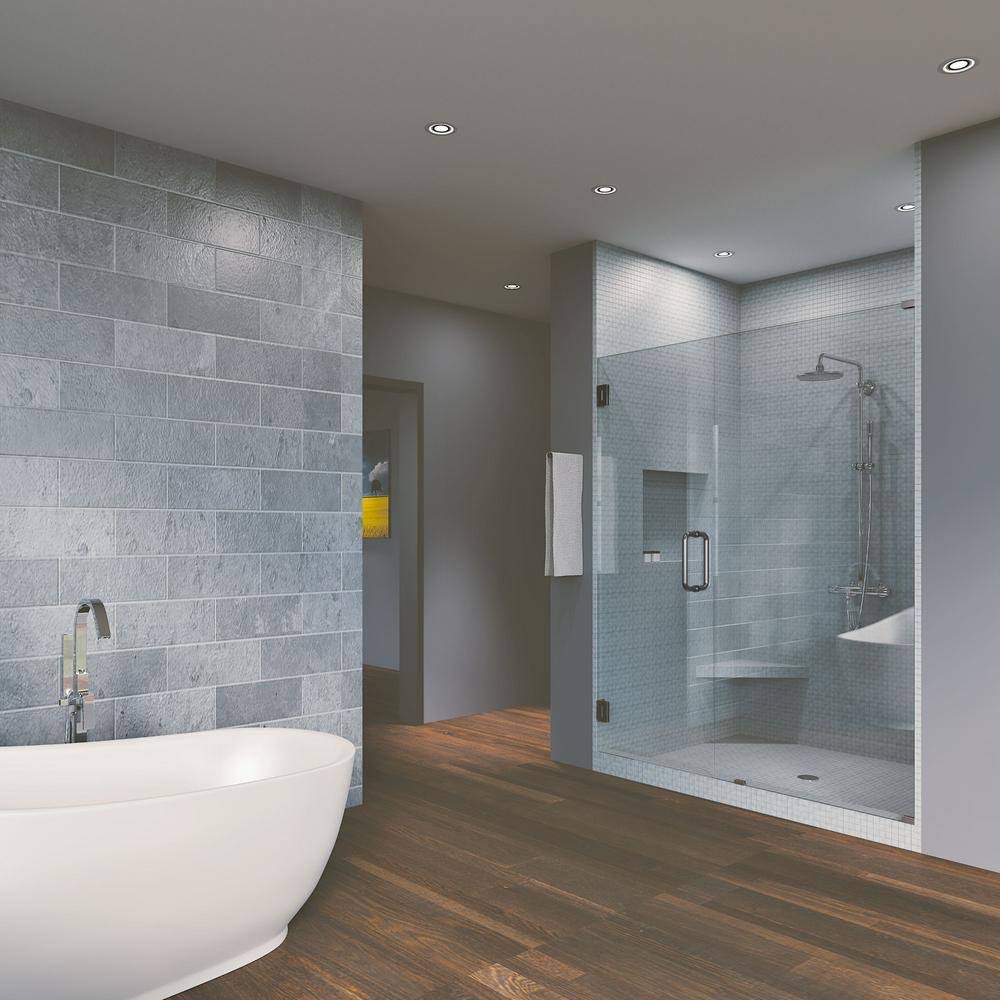 51.5x22 x 80x22 Hinged Frameless Shower Door Brushed Nickel V92277