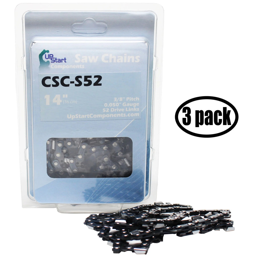 3-Pack 14" Semi Chisel Saw Chain, 3/8" Low Profile, 0.050" Gauge, 52 Drive Links F81930