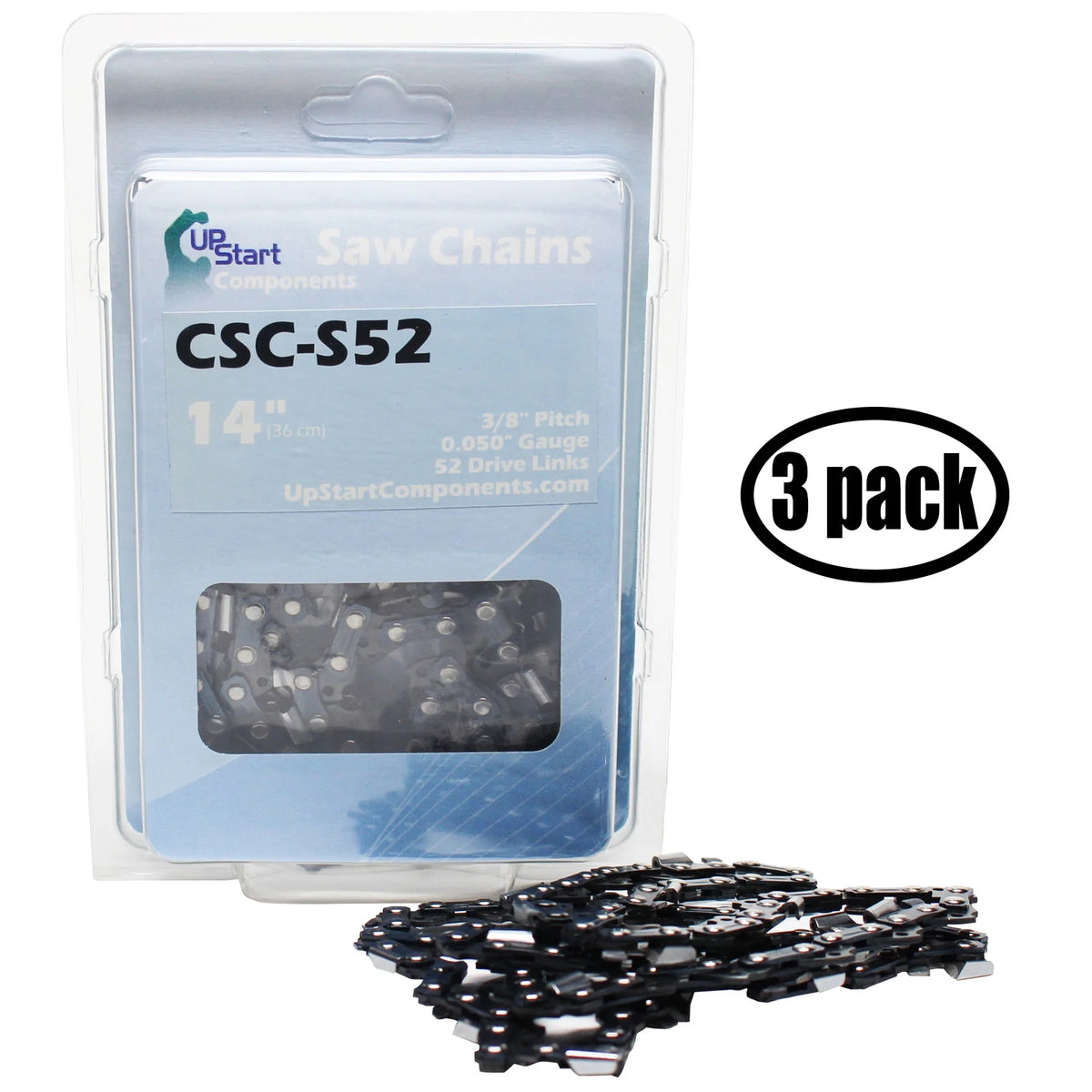 3-Pack 14" Semi Chisel Saw Chain, 3/8" Low Profile, 0.050" Gauge, 52 Drive Links F81930