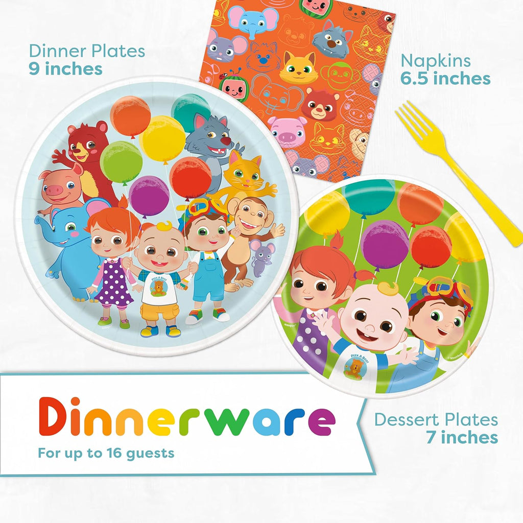 CoComelon Party Supplies Backdrop Balloons Tablecloth Plates Napkins Forks Sticker Z8578