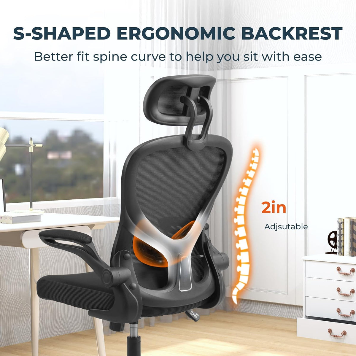 High Back Mesh Office Chair with Adjustable Lumbar Support Y382089