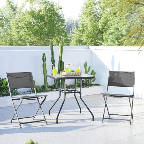 Black Set of 4 Metal Folding Dining Chairs W170796