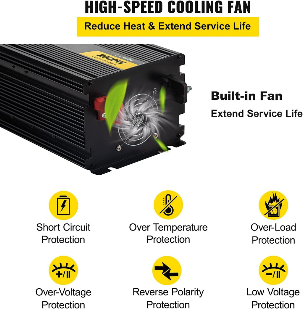 2000W Modified Sine Wave Power Inverter with LCD Display A580862