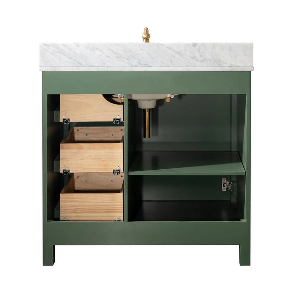 36" Green Wood Sink Vanity Cabinet M375667