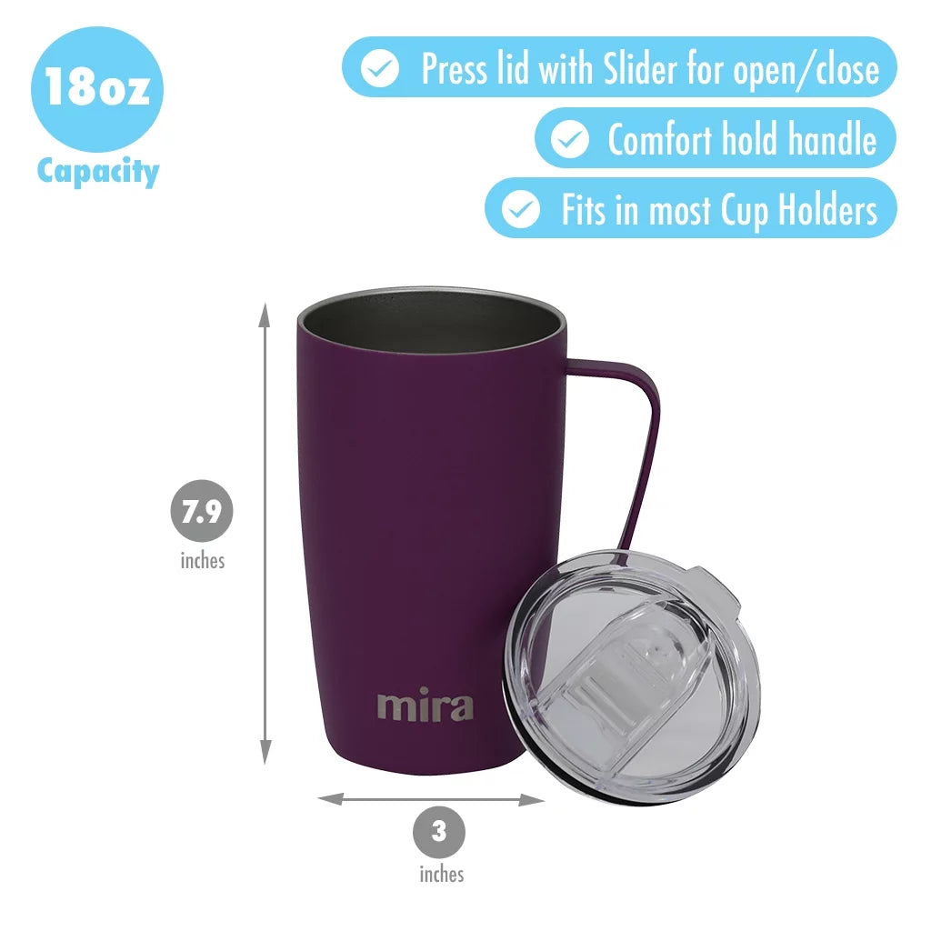 18oz Stainless Steel Vacuum Insulated Coffee Mug with Handle & Lid P306220