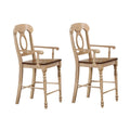 Two Tone Light Wood Counter Height Barstool with Arms, Set of 2 F812