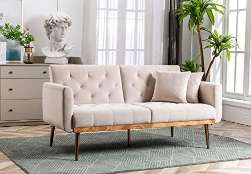 White Teddy Upholstered Futon Sofa Bed with 3 Adjustable Positions X279