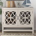 Cream White Wood Accent Sideboard Storage Cabinet with Doors and Shelf R574