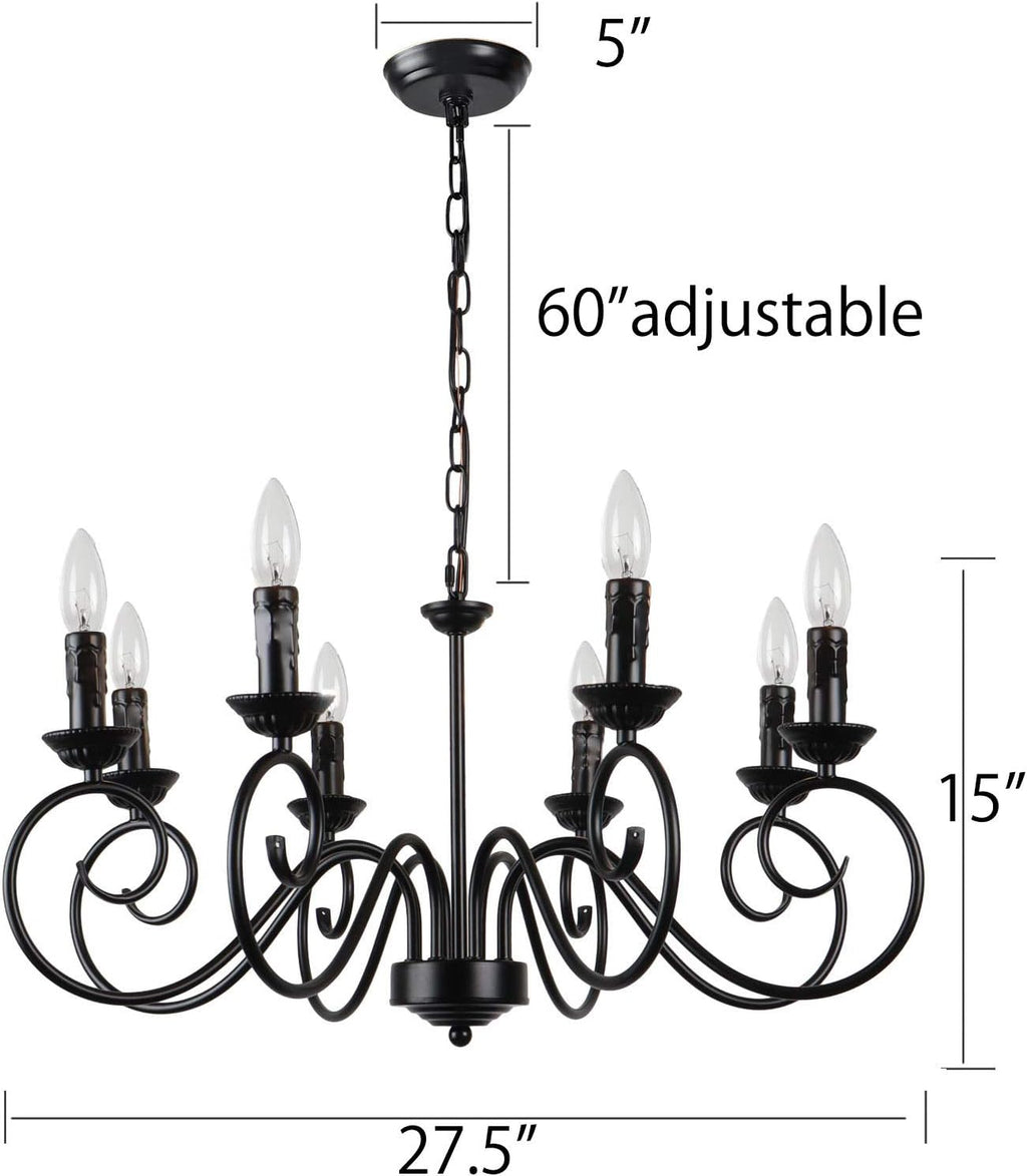 8 Lights Black Rustic Chandelier Ceiling Light Fixture T69218