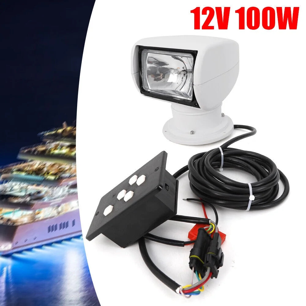 12V 100W Marine Spotlight Remote Control Searchlight 360° Rotate Waterproof G82894