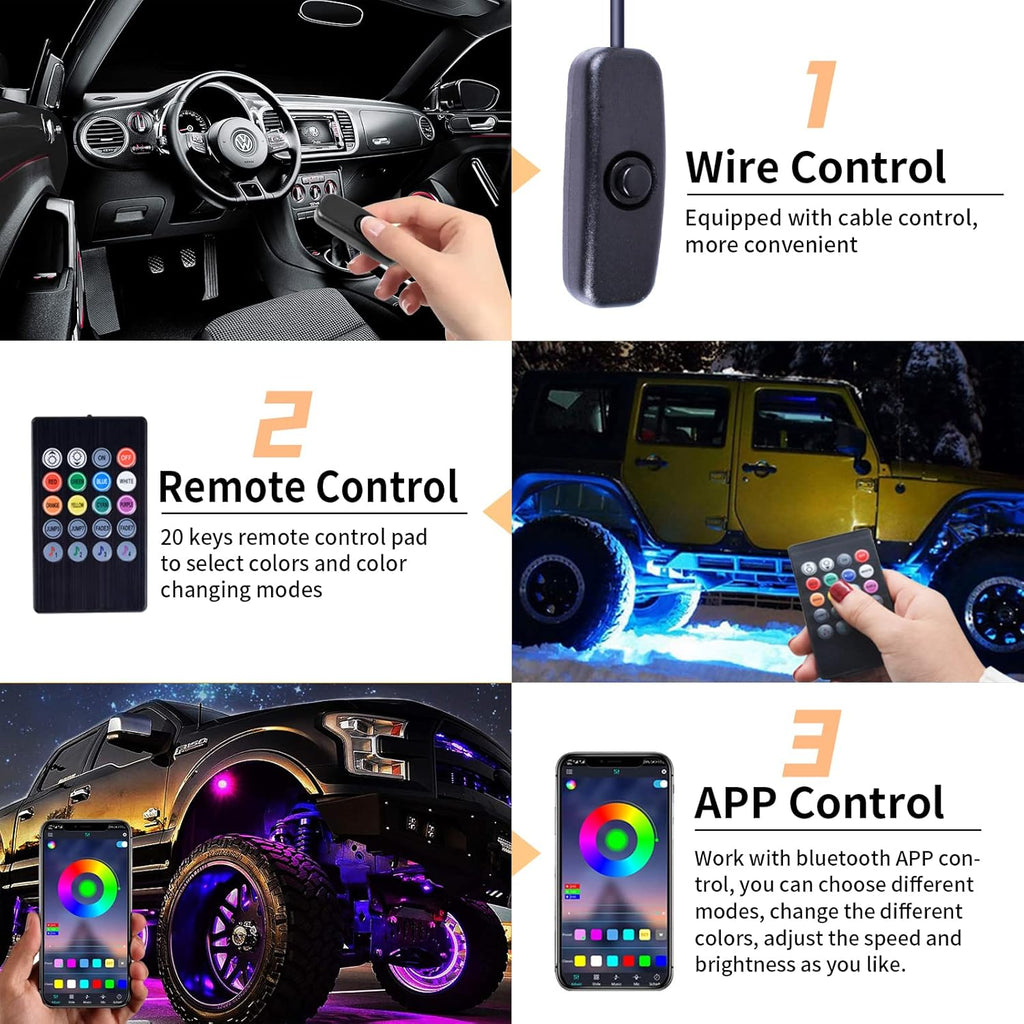 RGB LED Rock Lights Kit 10 Pods Multicolor Pack of 2 X953