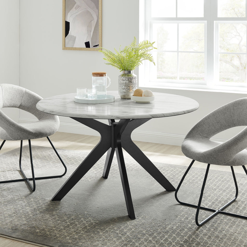 50 inch Round White Black Wood Dining Table F49852