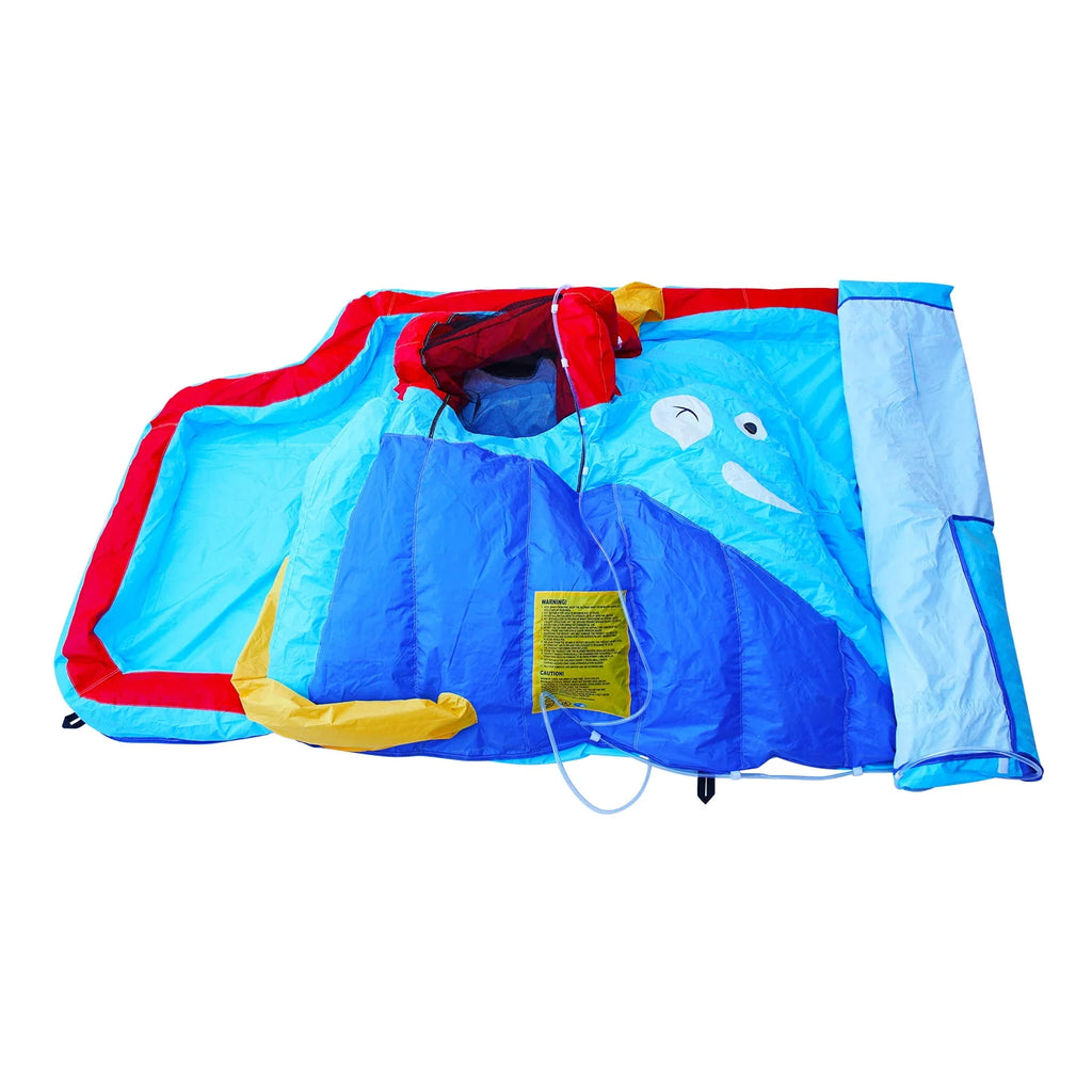 Kids Inflatable Water Slide Bouncer Playhouse Castle with Splash Pool, Climbing Wall, Basketball Hoop, Bag, Air Blower N915104