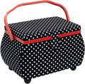 Black & White Polka Dot Print Sewing Basket C18301