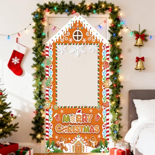 Christmas Photo Booth Backdrop Gingerbread House Banner K4373