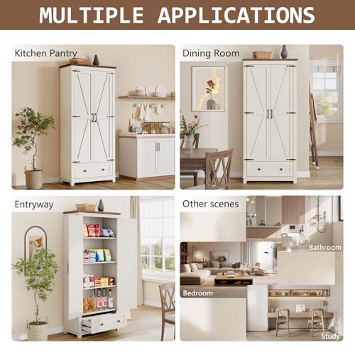 72" Tall Storage Cabinet with Adjustable Shelves & Barn Doors D96309