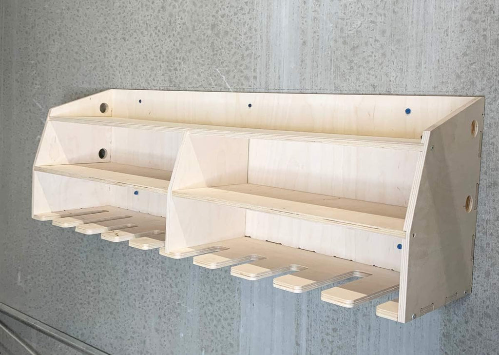 10-Slot Birch Plywood Drill Tool Holder Storage Rack Q80992