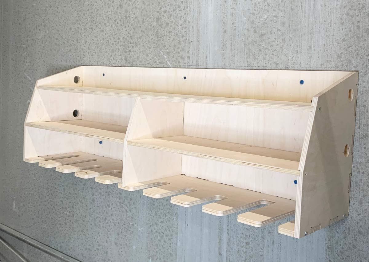 10-Slot Birch Plywood Drill Tool Holder Storage Rack Q80992