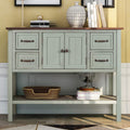 Green Wood Buffet Storage Cabinet with Drawers Y874