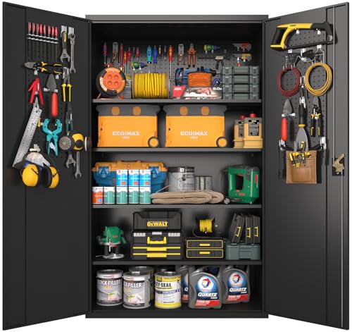 72 Inch Black Lockable Metal Storage Cabinet with Wheels N288