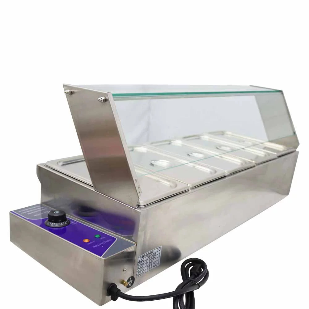 Electric Commercial Food Warmer Steam Table with Glass Guard 5-Pan V325145