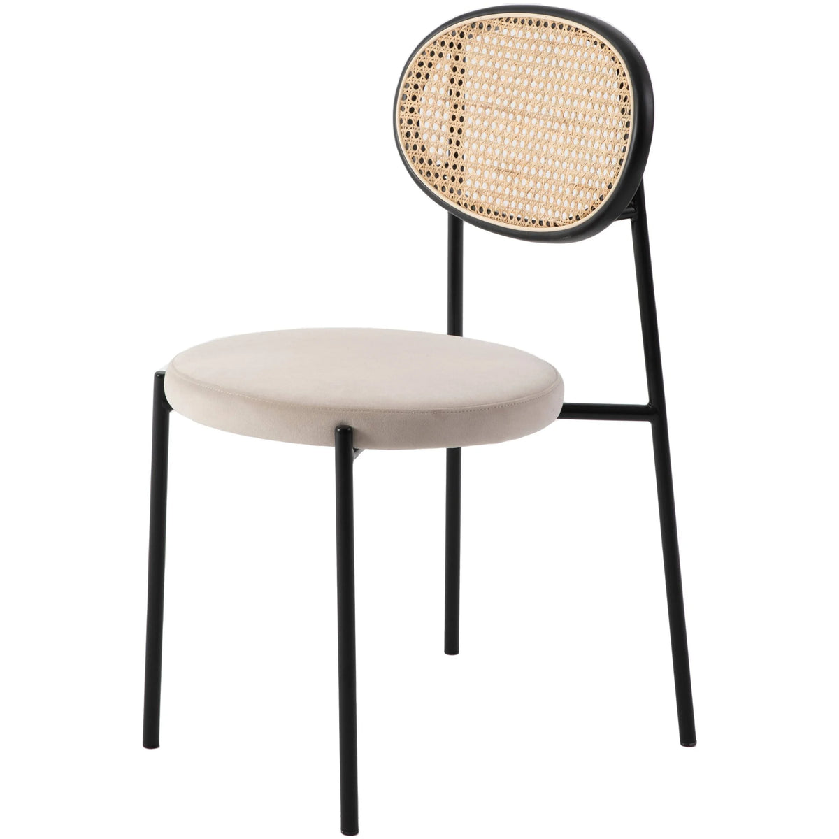 Beige Wicker Dining Chair with Steel Frame A71142