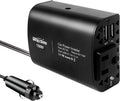 150W Car Power Inverter DC 12V to 110V AC 2 USB Ports Black Pack of 2 W528