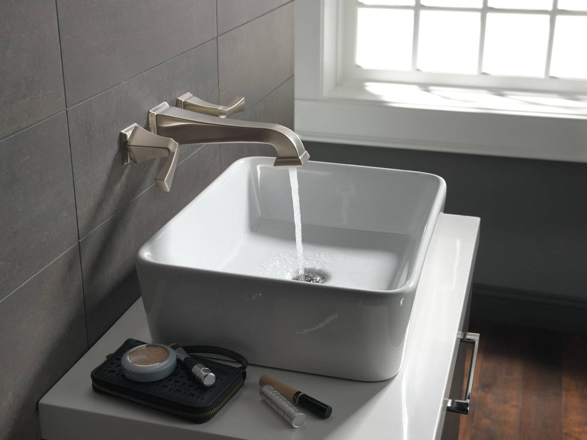 Two Handle Wall Mount Bathroom Faucet Trim Stainless S12762