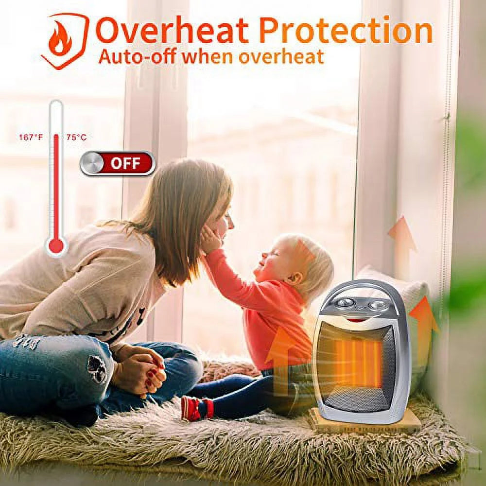 Silver Ceramic Electric Space Heater 1500W S608